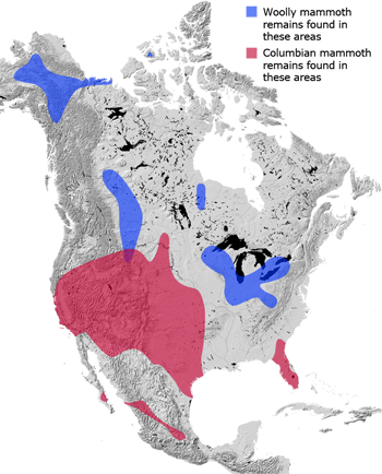 mammoth ranges in North America