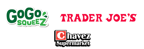 GoGo Squeez and Trader Joes logos